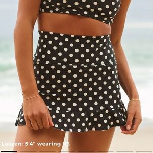 NWT Albion Fit Black Polka Dot High-Waisted Swim Skirt
